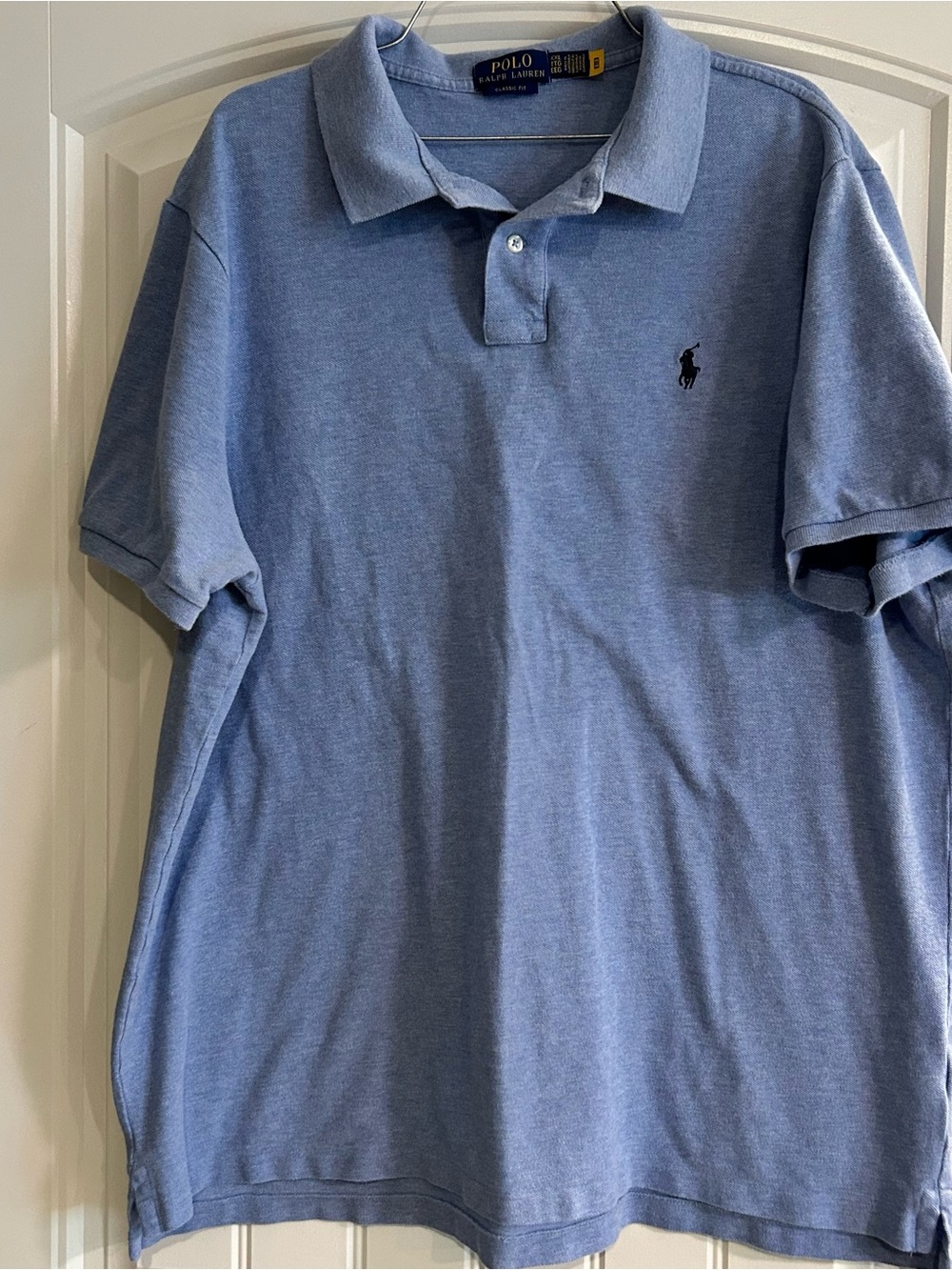 Polo by Ralph Lauren Men's Heathered Blue Polo with Navy Pony
